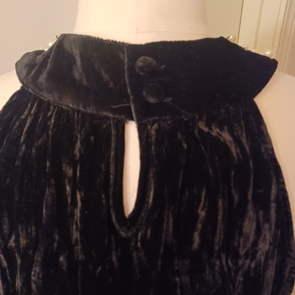 SUNNY LEIGH Crushed velvet tank top with pearl-accented collar, women’s sz XL - Picture 5 of 6
